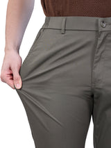 L&C Olive | Relax Fit | Regular Length | Side Elasted Casual Trousers For Men | Imported 2 way Poly | Dobby