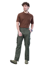 L&C Olive | Relax Fit | Regular Length | Gripper Elastic Cargo For Men with Chain | Cotton Dobby | Dobby