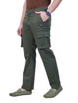L&C Olive | Relax Fit | Regular Length | Gripper Elastic Cargo For Men with Chain | Cotton Dobby | Dobby
