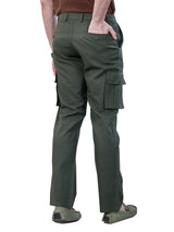 L&C Olive | Relax Fit | Regular Length | Gripper Elastic Cargo For Men with Chain | Cotton Dobby | Dobby