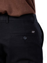 L&C Black | Relax Fit | Regular Length | Gripper Elastic Cargo For Men with Chain | Cotton Dobby | Dobby