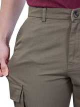 L&C Khaki | Relax Fit | Regular Length | Gripper Elasted Cargo For Men with Chain | Cotton Dobby | Dobby