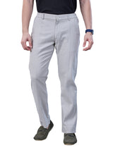 L&C Light Grey | Relax Fit | Regular Length | Side Elastic Casual Trousers For Men | Linen Blend | Dobby