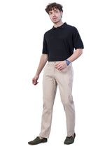 L&C Khaki | Relax Fit | Regular Length | Side Elastic Casual Trousers For Men | Linen Blend | Dobby