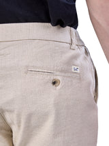 L&C Khaki | Relax Fit | Regular Length | Side Elastic Casual Trousers For Men | Linen Blend | Dobby