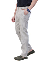 L&C Beige | Relax Fit | Regular Length | Side Elasted Casual Trousers For Men | Linen Blend | Dobby