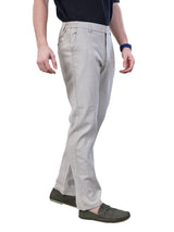 L&C Beige | Relax Fit | Regular Length | Side Elasted Casual Trousers For Men | Linen Blend | Dobby