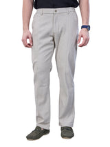 L&C Beige | Relax Fit | Regular Length | Side Elasted Casual Trousers For Men | Linen Blend | Dobby