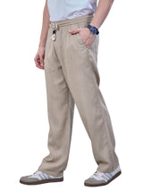 L&C Khaki | Baggy Fit | Regular Length | Unisex Casual Lowers | Viscose Lyocil Linen | Plain Linen Slub