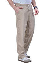 L&C Khaki | Baggy Fit | Regular Length | Unisex Casual Lowers | Viscose Lyocil Linen | Plain Linen Slub
