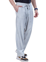 L&C Sky Blue | Baggy Fit | Regular Length | Unisex Casual Lowers | Viscose Lyocil Linen | Plain Linen Slub