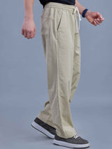 L&C Beige | Baggy Fit | Regular Length | Unisex Casual Lowers | Viscose Tehnsil Linen | Linen Slub