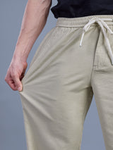 L&C Beige | Baggy Fit | Regular Length | Unisex Casual Lowers | Viscose Tehnsil Linen | Linen Slub