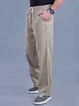 L&C Khaki | Baggy Fit | Regular Length | Unisex Casual Lowers | Viscose Tehnsil Linen | Linen Slub