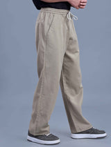 L&C Khaki | Baggy Fit | Regular Length | Unisex Casual Lowers | Viscose Tehnsil Linen | Linen Slub