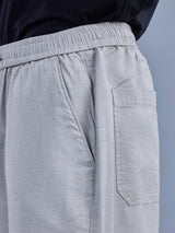 L&C Light Grey | Baggy Fit | Regular Length | Unisex Casual Lowers | Viscose Tehnsil Linen | Linen Slub