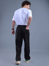 L&C Black | Baggy Fit | Regular Length | Unisex Casual Lowers | Viscose Tehnsil Linen | Linen Slub