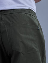 L&C Olive | Baggy Fit | Regular Length | Unisex Casual Lowers | Viscose Linen | Linen Slub