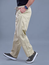 L&C Beige | Baggy Fit | Regular Length | Unisex Casual Lowers | Viscose Linen | Linen Slub