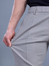 L&C Light Grey | Relax Fit | Regular Length | Side Elasted Casual Trousers For Men | Cotton Linen | Linen Slub