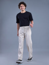 L&C Beige | Baggy Fit | Regular Length | Unisex Casual Lowers | Viscose Linen | Linen Slub