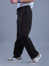 L&C Black | Baggy Fit | Regular Length | Unisex Casual Lowers | Viscose Linen | Linen Slub