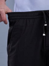 L&C Black | Baggy Fit | Regular Length | Unisex Casual Lowers | Viscose Linen | Linen Slub