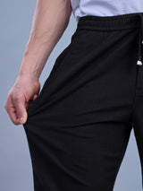 L&C Black | Baggy Fit | Regular Length | Unisex Casual Lowers | Viscose Linen | Linen Slub