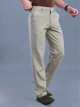 L&C Beige | Straight Fit | Regular Length | Fusing Elastic Casual Trousers For Men | PV 2 Way Lycra | Plain