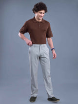 L&C Light Grey | Straight Fit | Regular Length | Side Elasted Casual Trousers For Men | PV 4 Way Lycra | Plain
