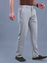 L&C Light Grey | Straight Fit | Regular Length | Side Elasted Casual Trousers For Men | PV 4 Way Lycra | Plain