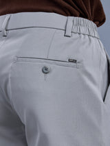 L&C Light Grey | Straight Fit | Regular Length | Side Elasted Casual Trousers For Men | PV 4 Way Lycra | Plain