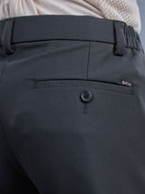 L&C Dark Grey | Straight Fit | Regular Length | Side Elasted Casual Trousers For Men | PV 4 Way Lycra | Plain