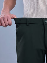 L&C Olive | Straight Fit | Regular Length | Side Elasted Casual Trousers For Men | PV 4 Way Lycra | Plain