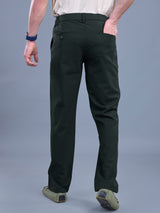 L&C Olive | Straight Fit | Regular Length | Side Elasted Casual Trousers For Men | PV 4 Way Lycra | Plain