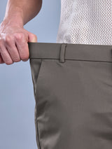 L&C Khaki | Straight Fit | Regular Length | Casual Trousers For Men with Fusing Elastic | PV 2 Way Lycra | Plain