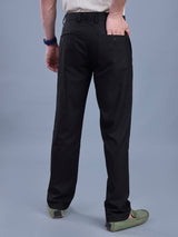L&C Black | Straight Fit | Regular Length| Fusing Elastic Casual Trousers For Men | PV 2 Way Lycra | Plain