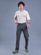 L&C Dark Grey | Straight Fit | Regular Length | Fusing Elasted Casual Trousers For Men | PV 2 Way Lycra | Plain