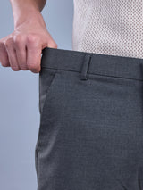 L&C Dark Grey | Straight Fit | Regular Length | Fusing Elasted Casual Trousers For Men | PV 2 Way Lycra | Plain