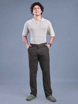 L&C Brown | Straight Fit | Regular Length | Fusing Elasted | Casual Trousers For Men | PV 2 Way Lycra | Plain