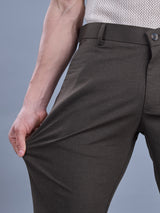 L&C Brown | Straight Fit | Regular Length | Fusing Elasted | Casual Trousers For Men | PV 2 Way Lycra | Plain