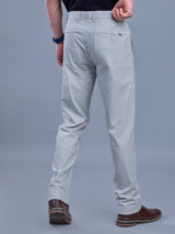 L&C Light Grey | Straight Fit | Regular Length | Fusing Elastic Casual Trousers For Men | PV 2 Way Lycra | Plain
