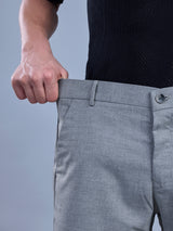 L&C Grey | Straight Fit | Regular Length | Fusing Elasted Casual Trousers For Men | PV 2 Way Lycra | Plain