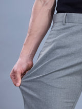 L&C Grey | Straight Fit | Regular Length | Fusing Elasted Casual Trousers For Men | PV 2 Way Lycra | Plain