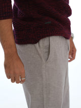 L&C Relax Fit | Regular Length | Light Grey | Linen Look | Cotton Blend | Casual Lowers for Men with chain on right side pocket