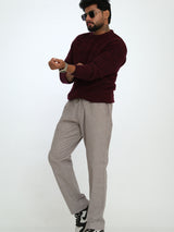 L&C Relax Fit | Regular Length | Light Grey | Linen Look | Cotton Blend | Casual Lowers for Men with chain on right side pocket