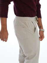 L&C Light Grey | Relax Fit | Regular Length | Casual Lowers For Men with chain on right side pocket| Tensile Linen Dobby Blend