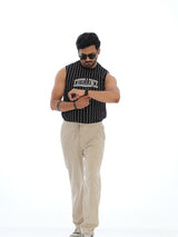 L&C Khaki | Relax Fit | Regular Length | Casual Lowers for Men with right side pocket chain| Lined Linen Look | Cotton Blend