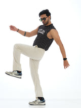 L&C Beige | Relax Fit | Regular Length | Casual Lowers For Men with right side pocket chain| Lined Linen Look | Cotton Blend