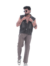 L&C Brown | Relax Fit | Linen Look | Regular Length Casual Lowers For Men with chain on right side pocket | Cotton Blend